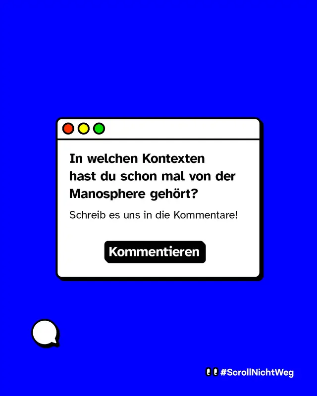 Abschlussfolie mit Frage an die Community, in welchen Kontexten sie bereits von der Manosphere geh&ouml;rt haben. Aufforderung zum Kommentieren.