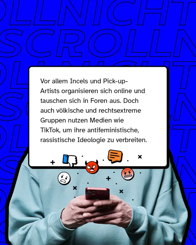 Vor allem Incels und Pick-up-Artists organisieren sich online und tauschen sich in Foren aus. Doch auch v&ouml;lkische und rechtsextreme Gruppen nutzen Medien wie TikTok, um ihre antifeministische, rassistische Ideologie zu verbreiten.